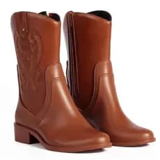 Bota Feminina Memphis Texana Country Western Cano Bordado Leve e  Confortável - Marrom