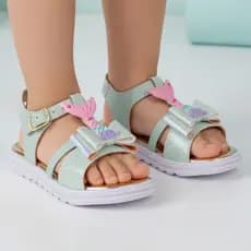 Sandália Infantil Menina Bee Happy Sereia Holográfico Confortável Leve - Verde