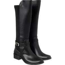 Bota Feminina Montaria Lolita Cano Alto com Fivela Leve Confortável e Impermeável  - Preto