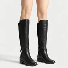 Bota Feminina Montaria Lolita Cano Alto Com Fivela Impermeável Leve e Confortável- Preto