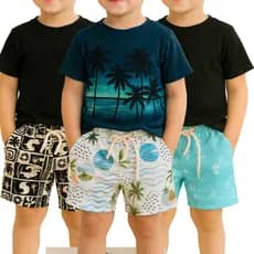 Kit 3 Bermudas Short Tactel Infantil Menino Moda Praia Verão