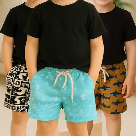 Kit 3 Bermudas Short Tactel Infantil Menino Moda Praia Verão