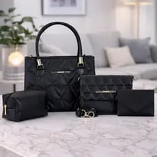 Kit Bolsa Feminina 4 Peças Bolsas Transversal De Ombro Necessaire E Carteira
