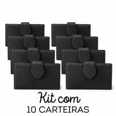 Kit com 10 Carteiras Feminina Pequena Porta Cartão Slim Básica Lisa com Imã Quadrada