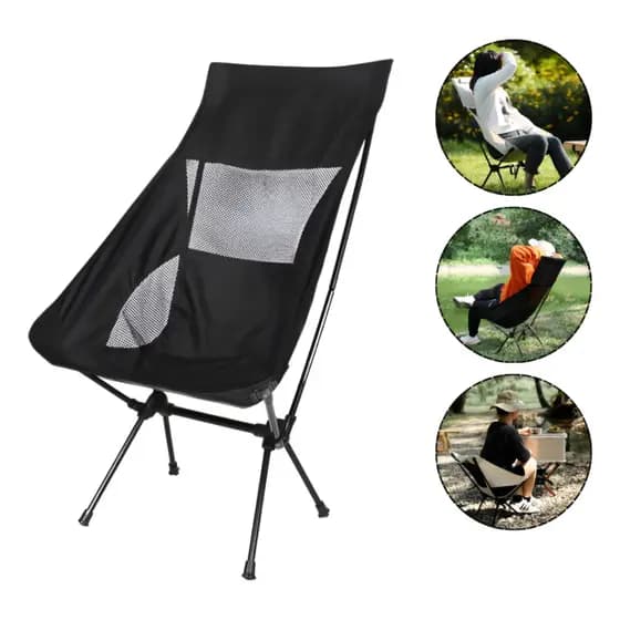 Cadeira de Camping Retrátil Dobrável Portátil Acampamento Praia com Tela Suporte Até 100kg