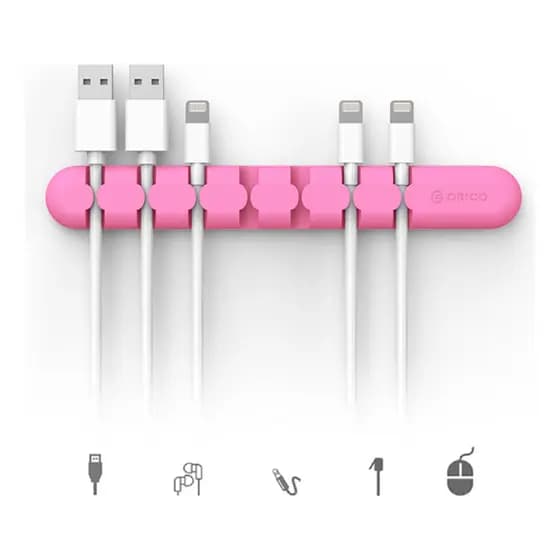 Suporte Organizador De Cabos de Mesa para Fios Cabo Carregador Até 7 Dispositivos Dupla Face de Silicone Bubm