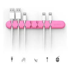 Suporte Organizador De Cabos de Mesa para Fios Cabo Carregador Até 7 Dispositivos Dupla Face de Silicone Bubm