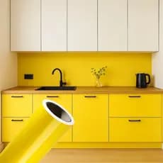 Papel Adesivo Amarelo Canário Brilho Para Envelopar Móveis Geladeira Armários