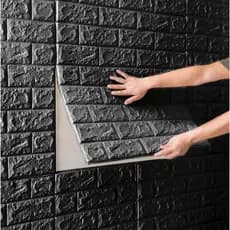 Kit Placas Adesivas Tijolinho Preto 3D para Parede Decoração de Ambientes Revestimento