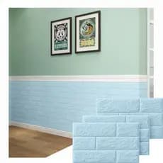 Kit Tijolinho Azul 3D Adesivo Revestimento Moderno Impermeável para Sala, Quarto e Banheiro