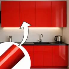 Adesivo Vinil Vermelho Tomate Brilhante Lavável para Envelopamento de Móveis, Geladeira e Armários