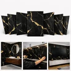Kit Placa Vinílica 3D Adesiva Mármore Revestimento Impermeável Lavável para Parede Casa Decoração