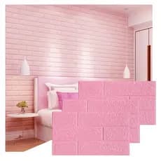 Kit Revestimento Tijolinho Rosa 3D Adesivo Decoração Moderna para Sala e Quarto Impermeavel
