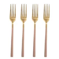 Talher De Sobremesa Garfinho Garfo Rose Gold Garfo Dourado 4 Peças Mesa