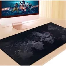 mouse pad grande para teclado e mouse tapete preto mapa mundi escritório game