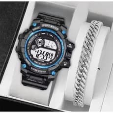 Relogio masculino original shok sport premium + pulseira banhado a ouro prata promoção  presente