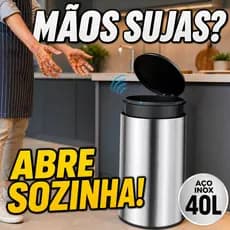 Lixeira Automática Inteligente Inox 40 Litros Sensor Cozinha ÉliteBin™