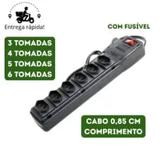 Filtro de Linha Régua de Tomada com Fusível Extensão Elétrica Bivolt 3 4 5 ou 6 Tomadas Tripolar MC