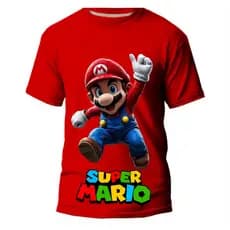 Camiseta Infantil Super Mario Game Nintendo Jogo Juvenil Unissex 100% Algodão Leve Confortavel
