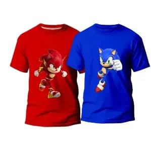 Camiseta Infantil Sonic kit Com 2 Camisetas Camisa Juvenil Unissex Leve Confortável