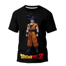 Camiseta Infantil e Adulto Dragon Ball Z Desenho Goku Vegeta Trunks Gohan Curirim Picolo Madimbu Gotem