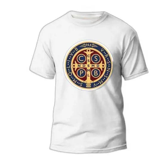 Camiseta Medalha São Bento Algodão Camisa Adulto e Infantil