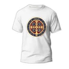 Camiseta Medalha São Bento Algodão Camisa Adulto e Infantil