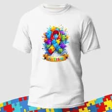 Camiseta Infantil Estampada Autismo 100% Algodão Confortável Camisa Autismo Unissex Camiseta Tema Autismo Infantil