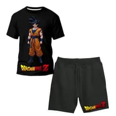 Conjunto Infantil Dragon Ball Z Meninos Camiseta Short Moletom Camiseta 100% ALgodão
