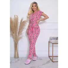 Pijama Americano Suede Calça Blusa Calor Pijama Blogueira Pijama Estampado Feminino