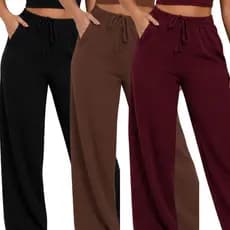 KITS Calça Pantalona LINHA PREMIUM Feminina Duna Cintura Alta Com Bolso