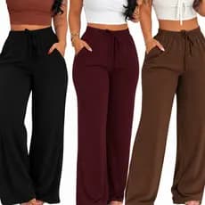 Calça Pantalona Wide leg Feminina Duna Cintura Alta Com Bolso ENVIO EM MENOS DE 24 HORAS