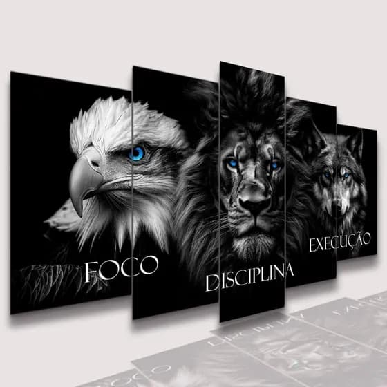 Conjunto Quadro Decorativo Mosaico Jesus Cristo Leão de Juda Conjunto Kit para Parede Sala e Quarto