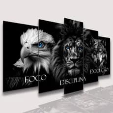 Conjunto Quadro Decorativo Mosaico Jesus Cristo Leão de Juda Conjunto Kit para Parede Sala e Quarto