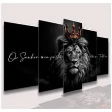 Conjunto Quadros Decorativos Alta Resolução Mosaico Leão Paisagem Frases Flores Cristão Sala Quarto