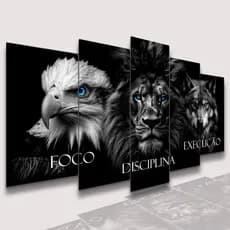 Conjunto Quadro Decorativo Mosaico Leão de Juda  Cristão  o Kit Parede Sala e Quarto PVC Decoração