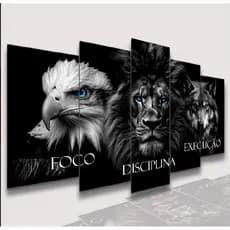 Conjunto Quadros DecorativosAlta Resolução Mosaico Leão Paisagem Frases Flores Cristão Sala Quarto