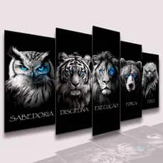 Conjunto Quadros DecorativosAlta Resolução Mosaico Leão Paisagem Frases Flores Cristão Sala Quarto