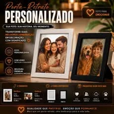 Porta Retrato Foto Personalizada Moldura Vidro Presente Criativo Decoração Casal Família Pet Bebê Escritório