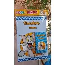 20 Livros de Colorir Personalizado Tom e Jerry - Acompanha lapela e cx de giz personalizado!