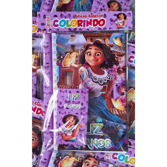40 unidades de Kit colorir livrinho Encanto + giz + Lapela, já embalados - Lembrancinha - Festa Infantil - Todos Os Tem