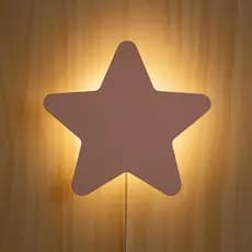 Luminária MDF 30x30 Infantil Estrela Com Bocal e Interruptor Pronta Quarto Bebe Decoração Rosa Azul