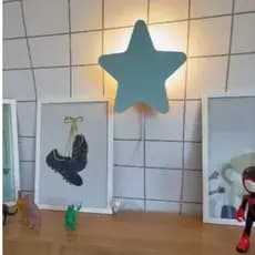 Luminária Abajur Infantil Estrela em MDF 30x30 Menina e Menino Quarto de Bebe Decoração Parede Baby