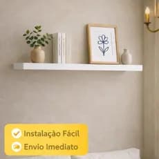 Prateleira 65cm MDF Branco Com Suporte invisível Sofisticado Decoração Quarto Sala Cozinha Banheiro
