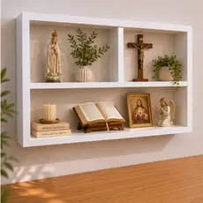 Nicho Oratório Minimalista em MDF Branco Quarto Sala Cozinha Decorativo Parede com Prateleira