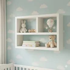 Nicho Porta Livros e Brinquedos para Quarto Infantil Organizador de Parede Baby com Divisórias