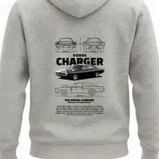 Moletom Dodge Charger RT 1970 Estampado Premium Capuz Canguru Inverno