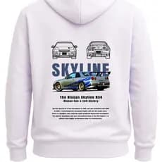 Moletom Skyline Drift JDM Estampado Capuz Canguru Flanelado Grosso