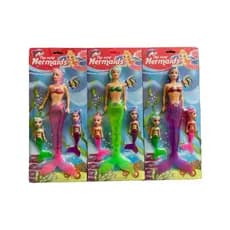 Kit Boneca Sereia  E Bebe + Acessorios Acende Luz