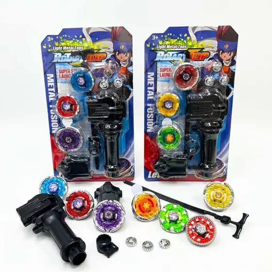 Kit 3 Bayblade Metal Led + Lançador  Promoção Tornado Brinquedo Lança Blay Blade Luz